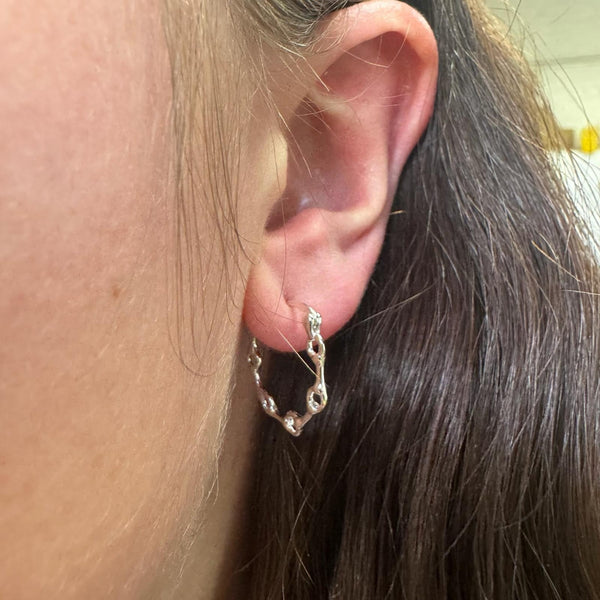 Snaffle Sterling Silver Hoop Earrings