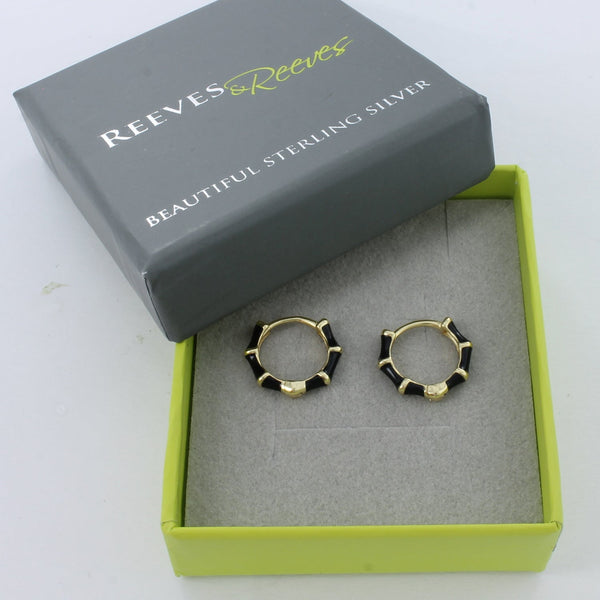 Black and Gold Bamboo Hoop Earrings - Reeves & Reeves
