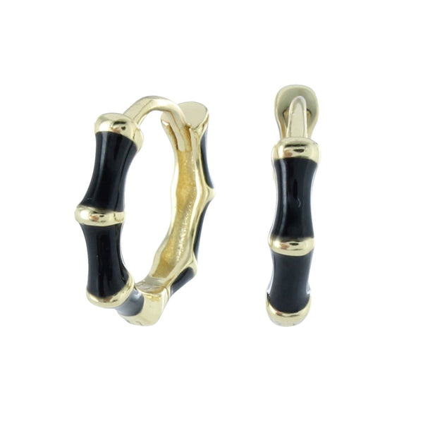 Black and Gold Bamboo Hoop Earrings - Reeves & Reeves