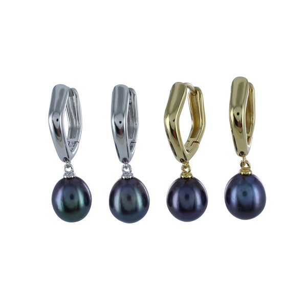 Pentagon Peacock Pearl Hoop Earrings - Reeves & Reeves