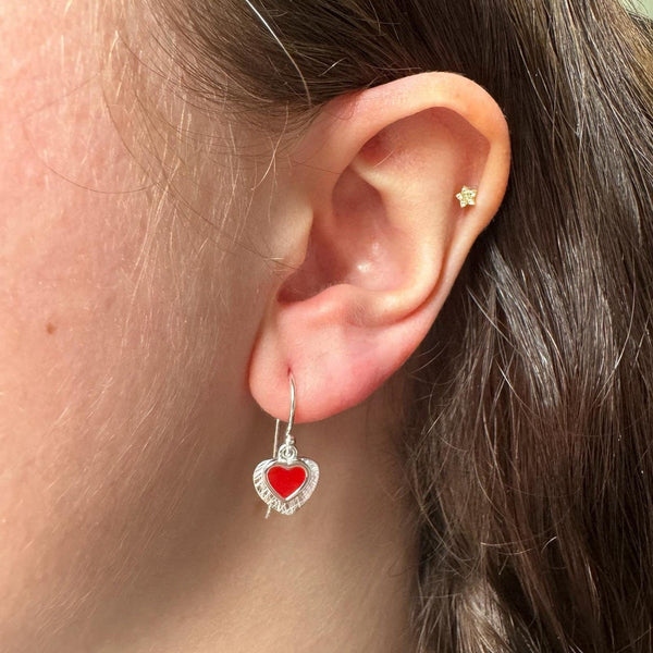 Red Love Heart Earrings - Reeves & Reeves