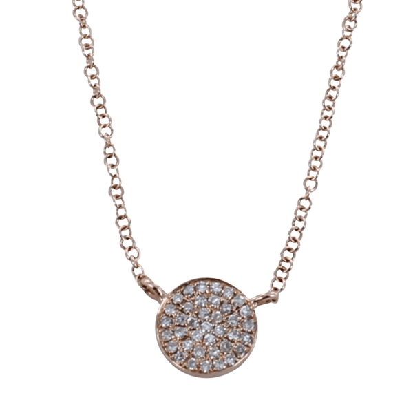 14ct Solid White Gold Diamond Disc Necklace - Reeves & Reeves