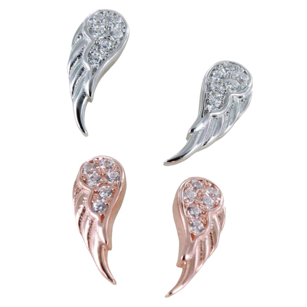 Angel Wing Pavé Stud Sterling Silver Earrings - Reeves & Reeves