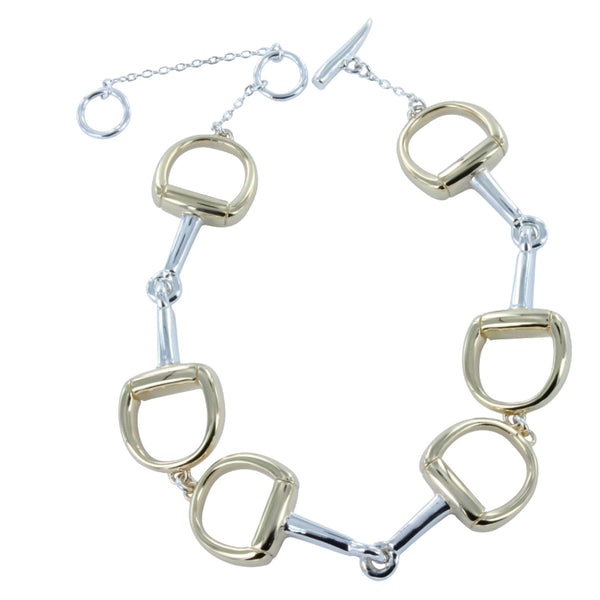 Chunky Sterling Silver and Gold Plated Snaffle Bracelet