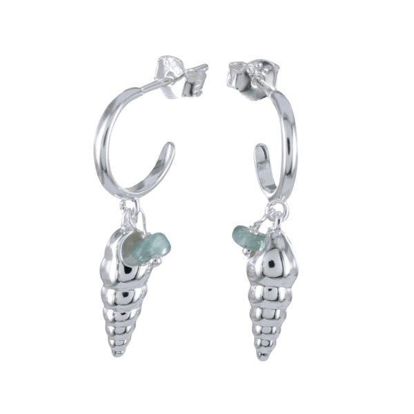 Conch Shell and Aqua Drop Earrings - Reeves & Reeves
