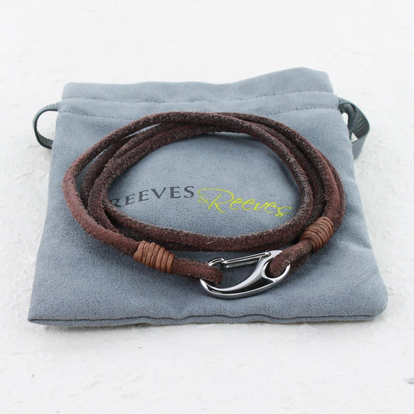 "Cowboy" Suede and Leather Double Wrap Bracelet - Reeves & Reeves