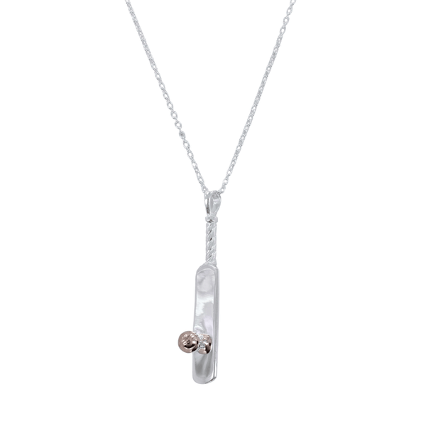 Cricket Bat and Ball Sterling Silver Necklace - Reeves & Reeves