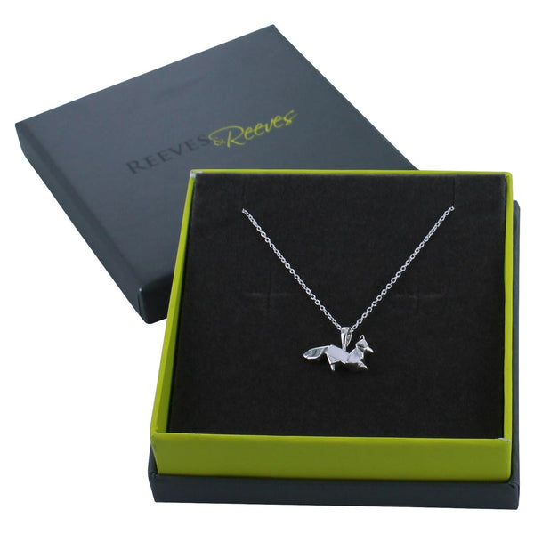 Origami Sterling Silver Fox necklace - Reeves & Reeves