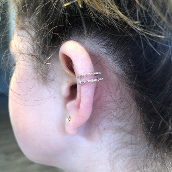 Parallel Rainbow Pavé Ear Cuff - Reeves & Reeves