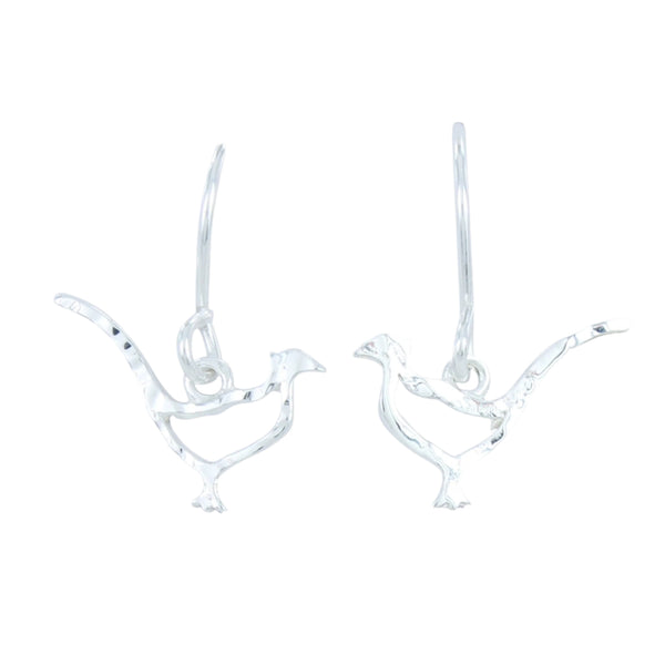 Pheasant Silhouette Sterling Silver Earrings - Reeves & Reeves