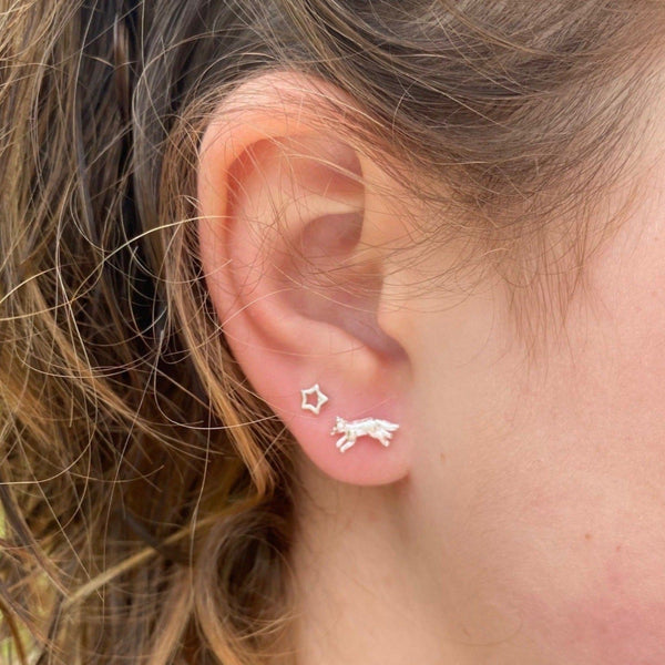Running Fox Sterling Silver Stud Earrings - Reeves & Reeves