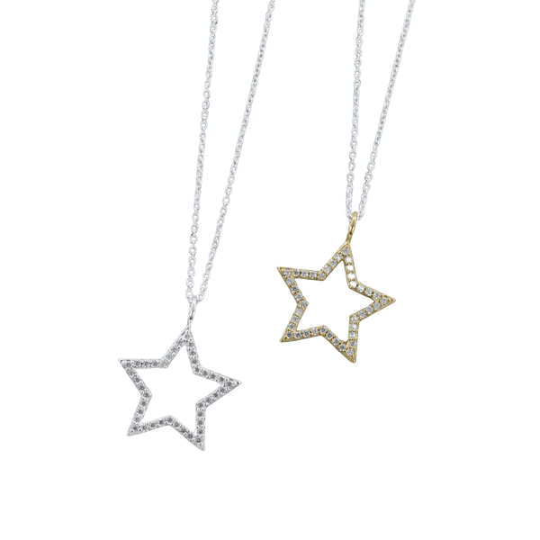 Silhouette Star Pave Necklace - Reeves & Reeves