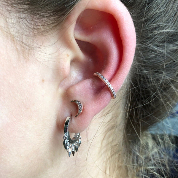 Single Sterling Silver Pavé Ear Cuff - Reeves & Reeves