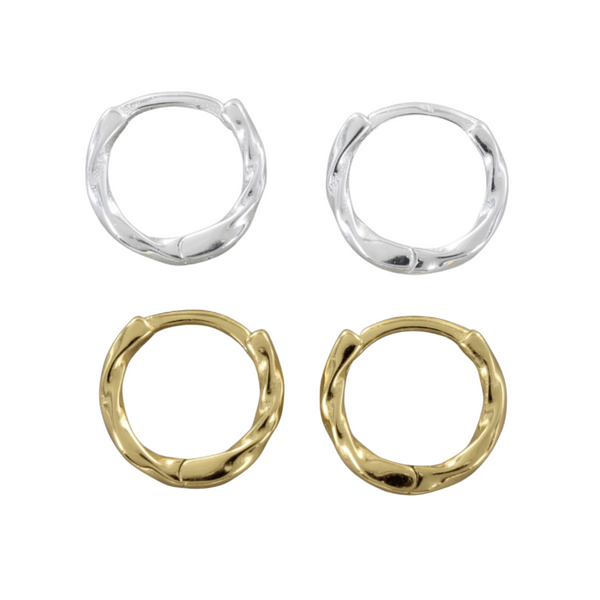 Small Twist Huggie Hoop Earrings - Reeves & Reeves