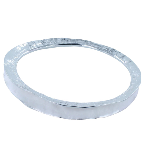 Statement Sterling Silver Textured Shimmer Bangle - Reeves & Reeves