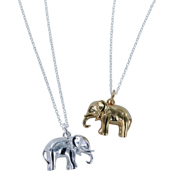 Sterling Silver 3D Elephant Pendant Necklace - Reeves & Reeves