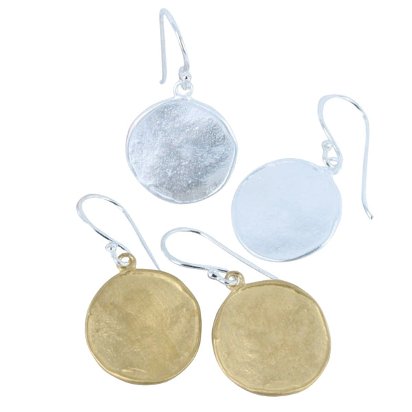 Sterling Silver and Gold Penny Drop Earring - Reeves & Reeves