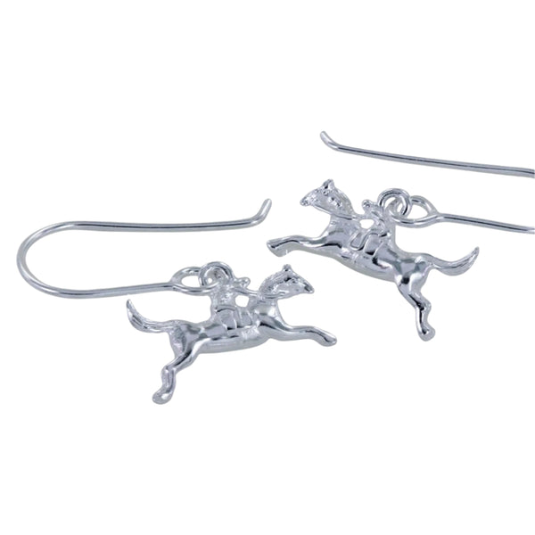 Sterling Silver and Gold Plate Racing Horse Earrings