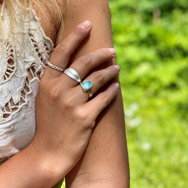 Sterling Silver and Rough Apatite Ring - Reeves & Reeves