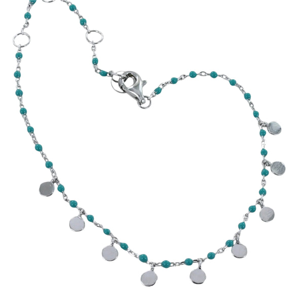 Sterling Silver and Turquoise Enamel Dotty Bracelet - Reeves & Reeves