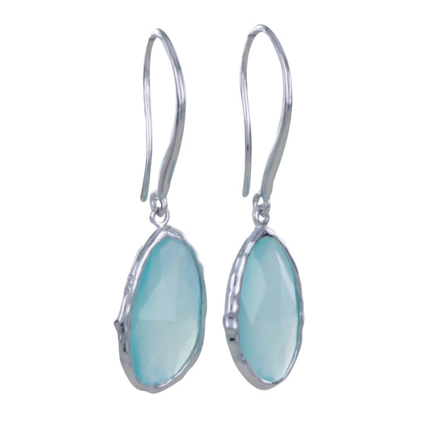 Sterling Silver Aqua Gem Earrings - Reeves & Reeves