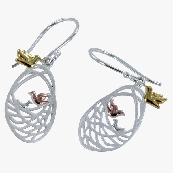 Sterling Silver Birds Nest Drop Earrings - Reeves & Reeves