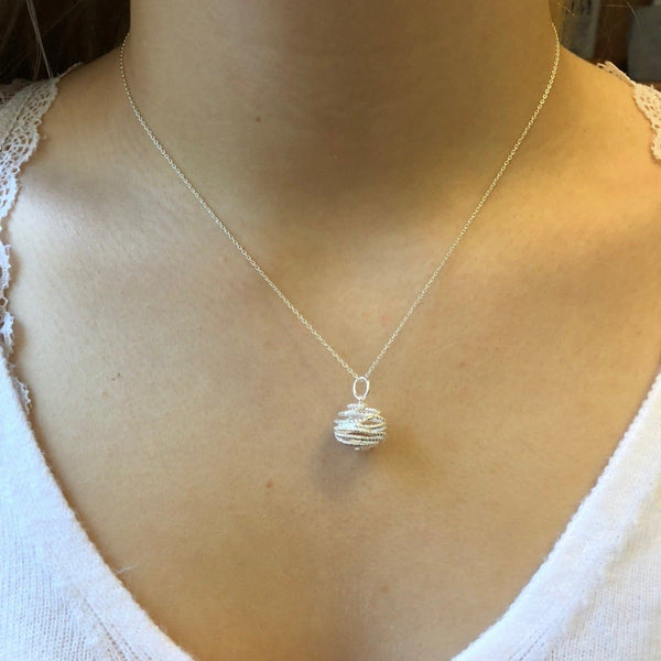 Sterling Silver Bridport Rope Ball Necklace - Reeves & Reeves