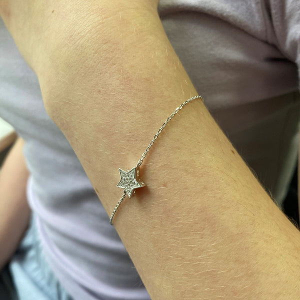 Sterling Silver Edged CZ Star Bracelet - Reeves & Reeves