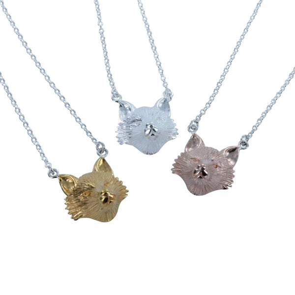 Sterling Silver Fox Mask Necklace - Reeves & Reeves