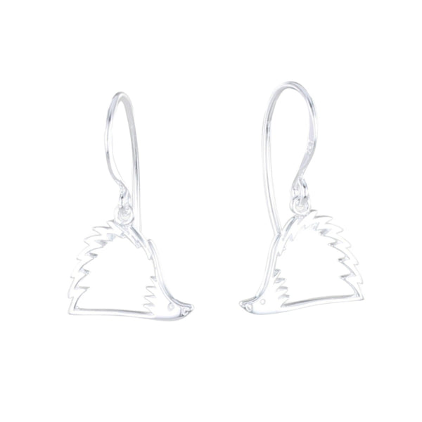 Sterling Silver Hedgehog Silhouette Drop Earrings - Reeves & Reeves