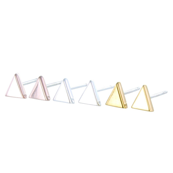 Sterling Silver High Shine Triangle Studs - Reeves & Reeves