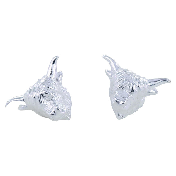 Sterling Silver Highland Cow Stud Earrings - Reeves & Reeves