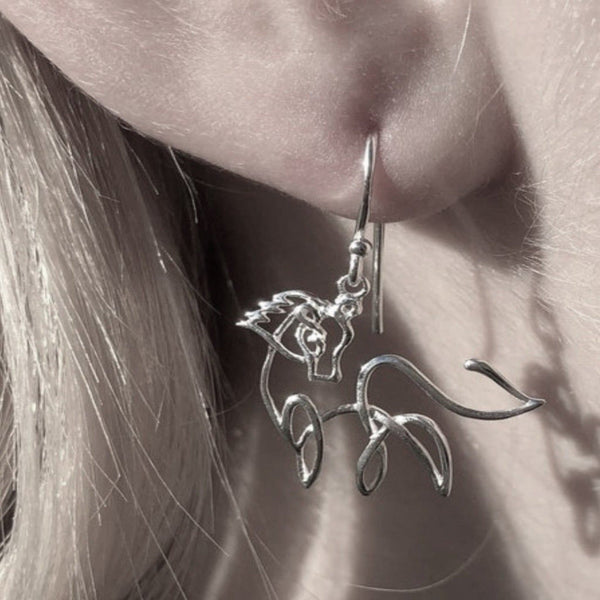 Sterling Silver Horse Line Drop Earrings - Reeves & Reeves