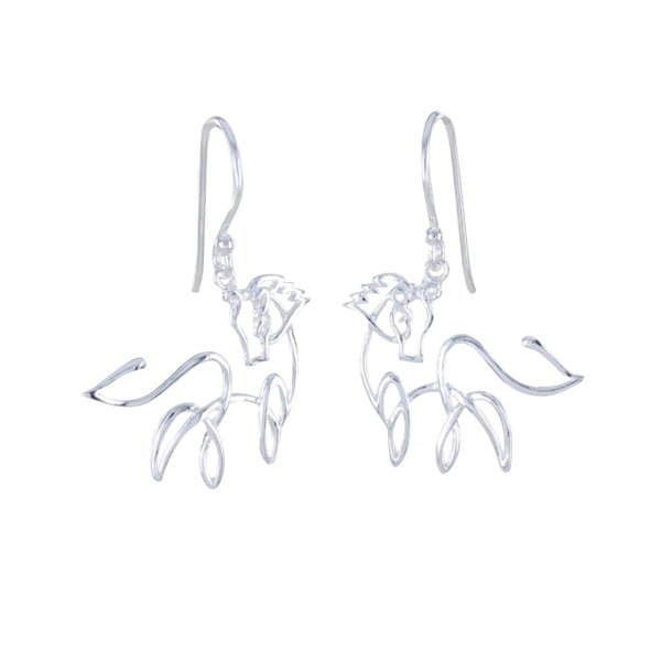 Sterling Silver Horse Line Drop Earrings - Reeves & Reeves
