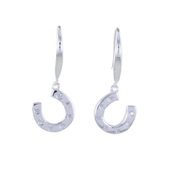 Sterling Silver Horseshoe and Pavé Earrings - Reeves & Reeves