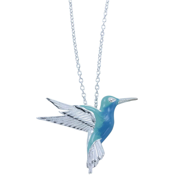 Sterling Silver Hummingbird and Enamel Necklace - Reeves & Reeves