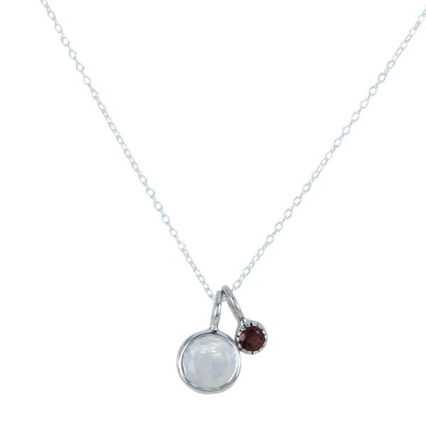 Sterling Silver Iris Moon and Garnet Necklace - Reeves & Reeves