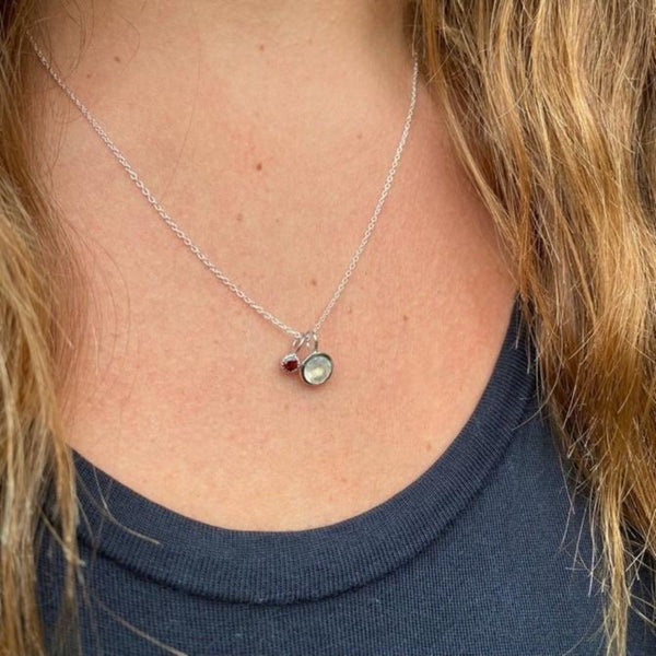 Sterling Silver Iris Moon and Garnet Necklace - Reeves & Reeves