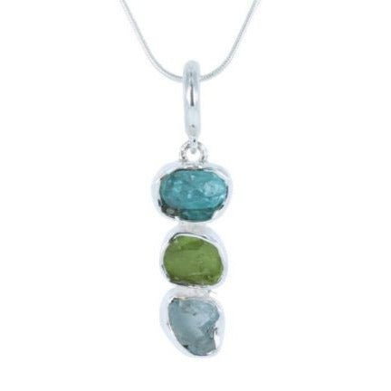 Rough Stone Necklace, Unique Key Pendant