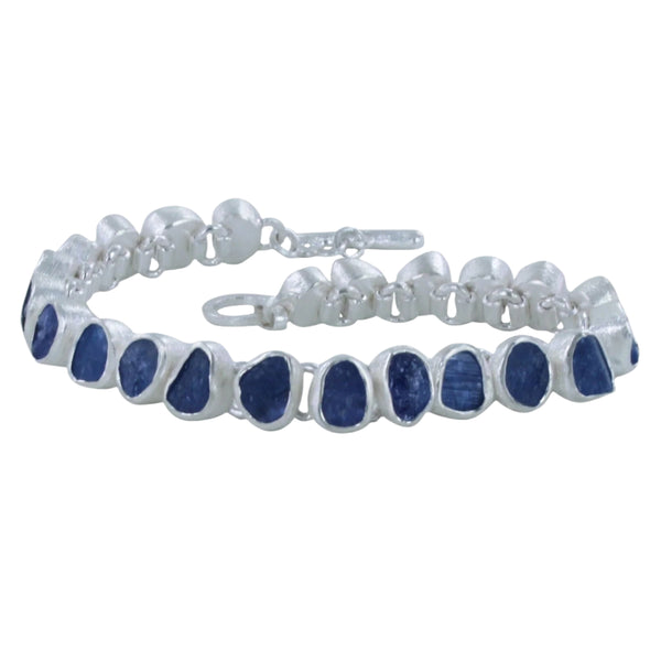 Sterling Silver Rough Tanzanite Stone Bracelet - Reeves & Reeves