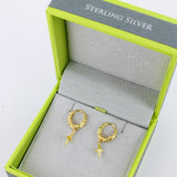 Textured Hoop and Star Sterling Silver Earrings - Reeves & Reeves