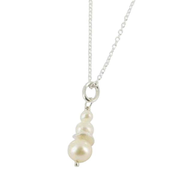 Three Pearl and Sterling Silver Drop Necklace - Reeves & Reeves