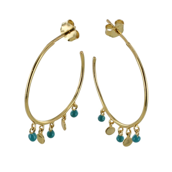 Turquoise Sterling Silver Dotty Hoop Earring - Reeves & Reeves