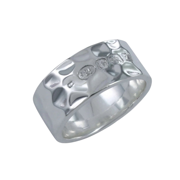 Wide Hammered Mens Ring - Reeves & Reeves