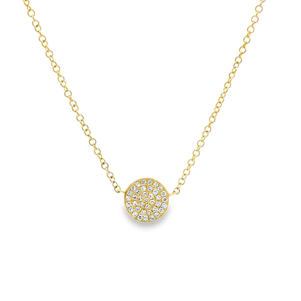 14ct Solid White Gold Diamond Disc Necklace - Reeves & Reeves