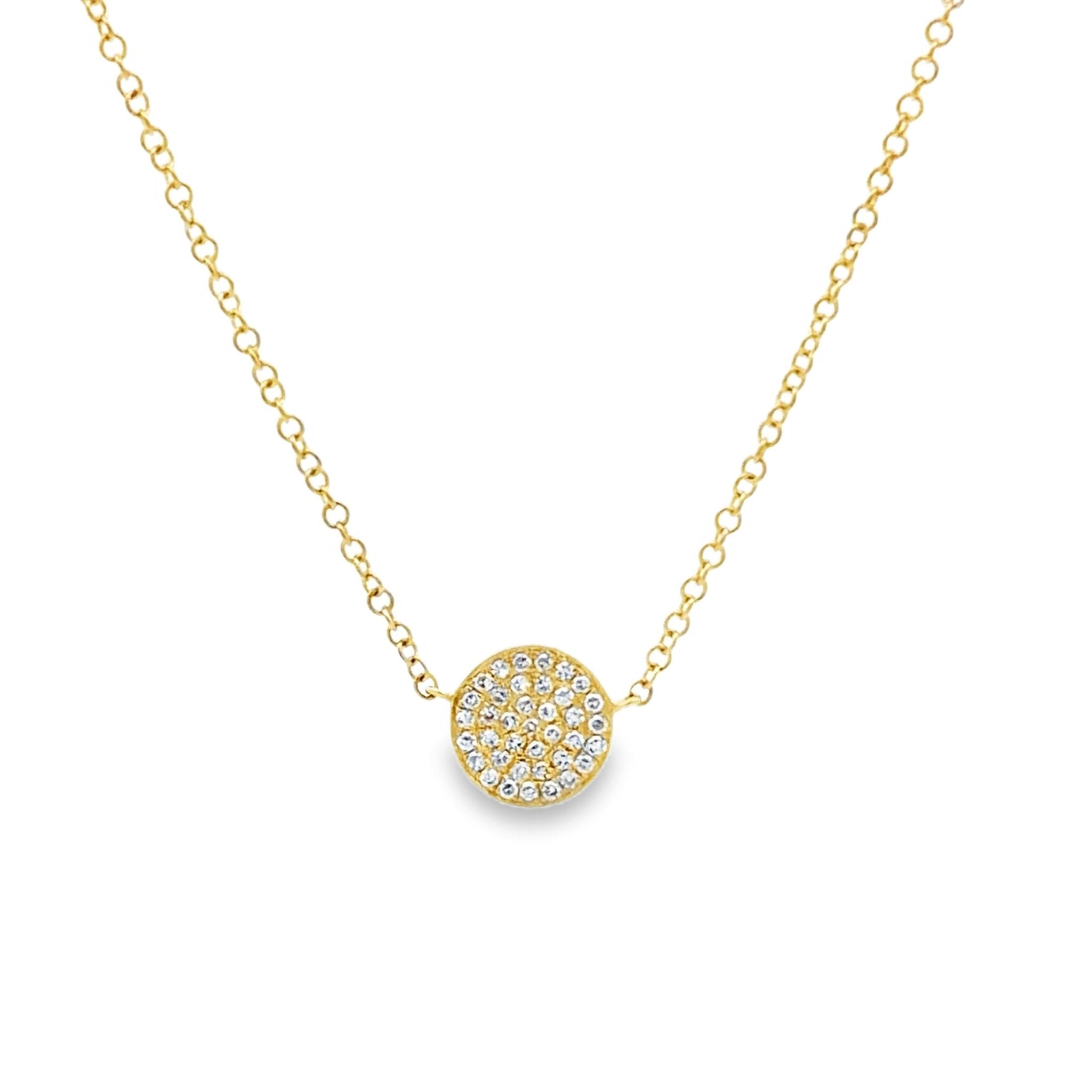14ct Solid White Gold Diamond Disc Necklace - Reeves & Reeves