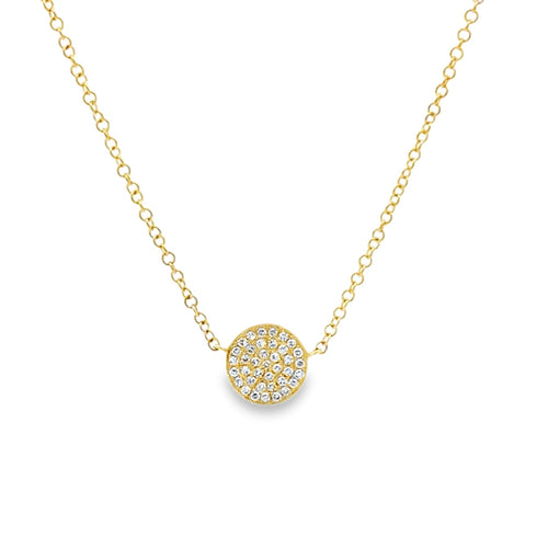 14ct Solid White Gold Diamond Disc Necklace - Reeves & Reeves