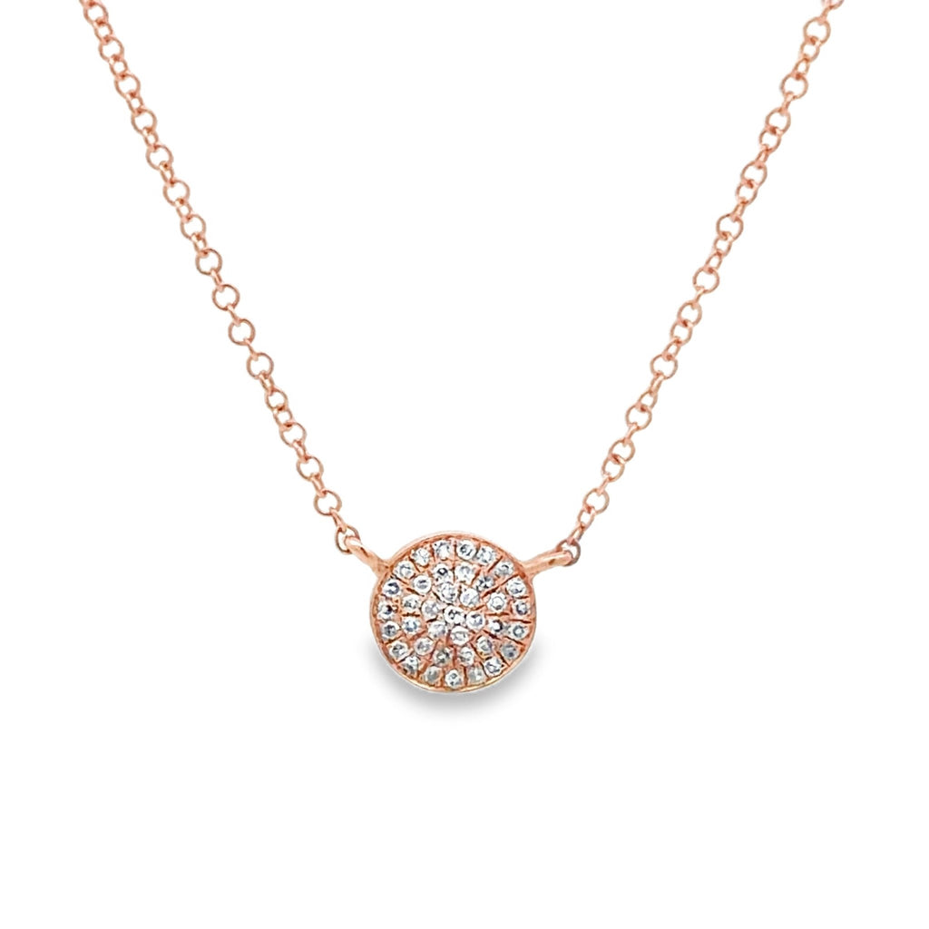 14ct Solid White Gold Diamond Disc Necklace - Reeves & Reeves