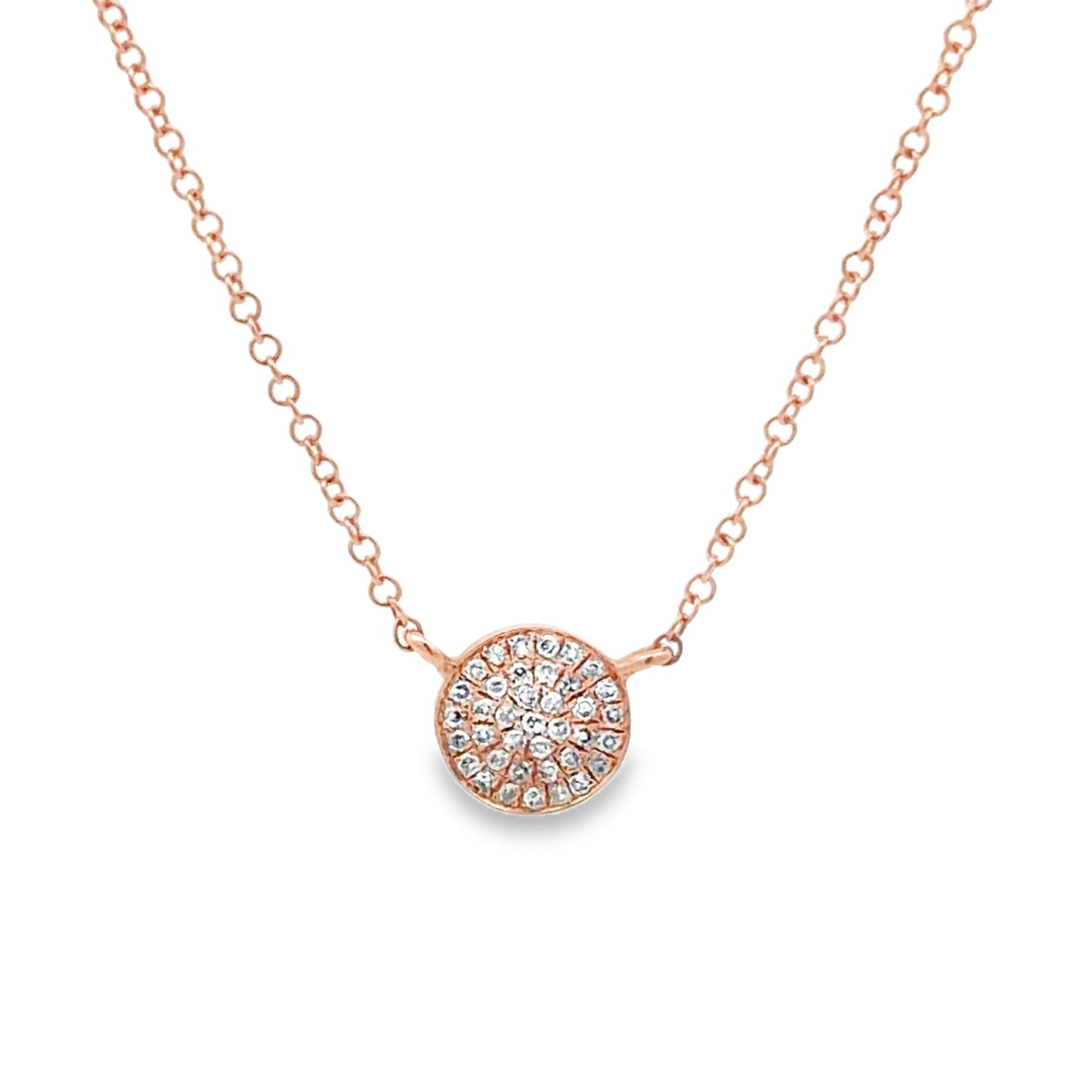 14ct Solid White Gold Diamond Disc Necklace - Reeves & Reeves