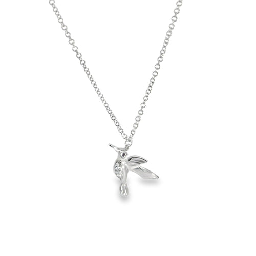 14K Solid Gold and Diamond Hummingbird Necklace - Reeves & Reeves